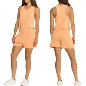 Sweaty Betty Gary Romper Sleeveless XL Tangerine Orange Knit Jersey Racer Back